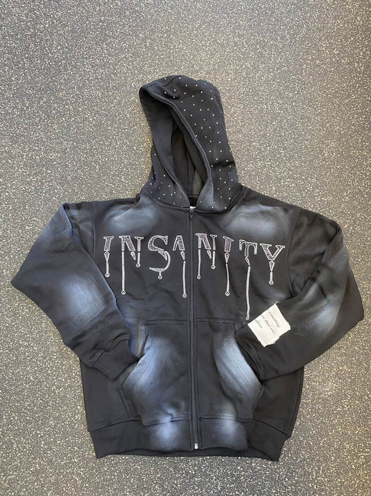 Insanity rhinestone zip